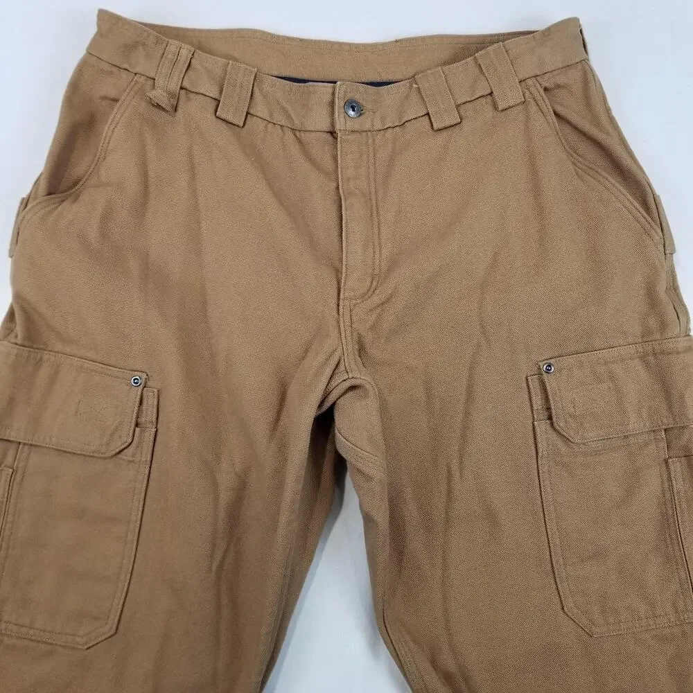 Duluth Fire Hose Pants Mens 38x32 Brown Fleece Lined Relaxed Cargo Work 34513